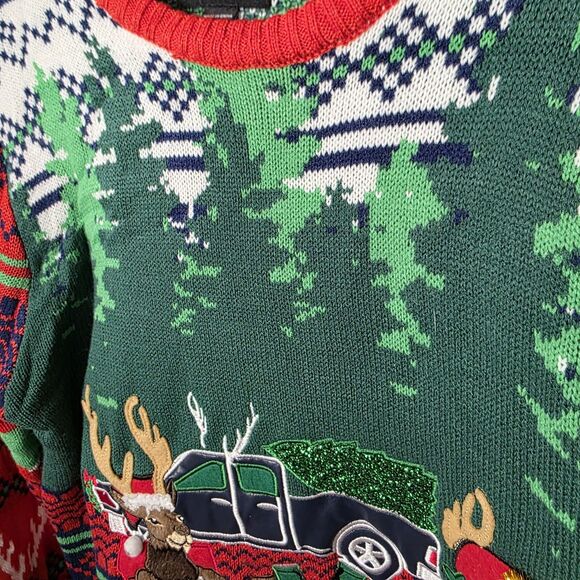 Blizzard Bay Ugly Christmas Sweater Size Medium Deer Hunting Holiday Drinking - Picture 8 of 9